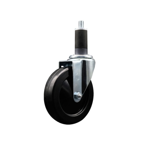 5'' SS Soft Rubber Swivel 1-1/4'' Expanding Stem Caster Total Lock Brake